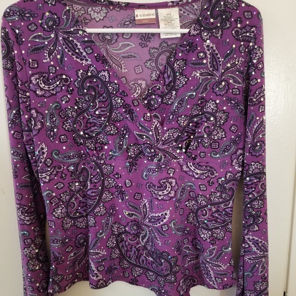 No Boundaries,  Sequenced paisley Dress Shirt